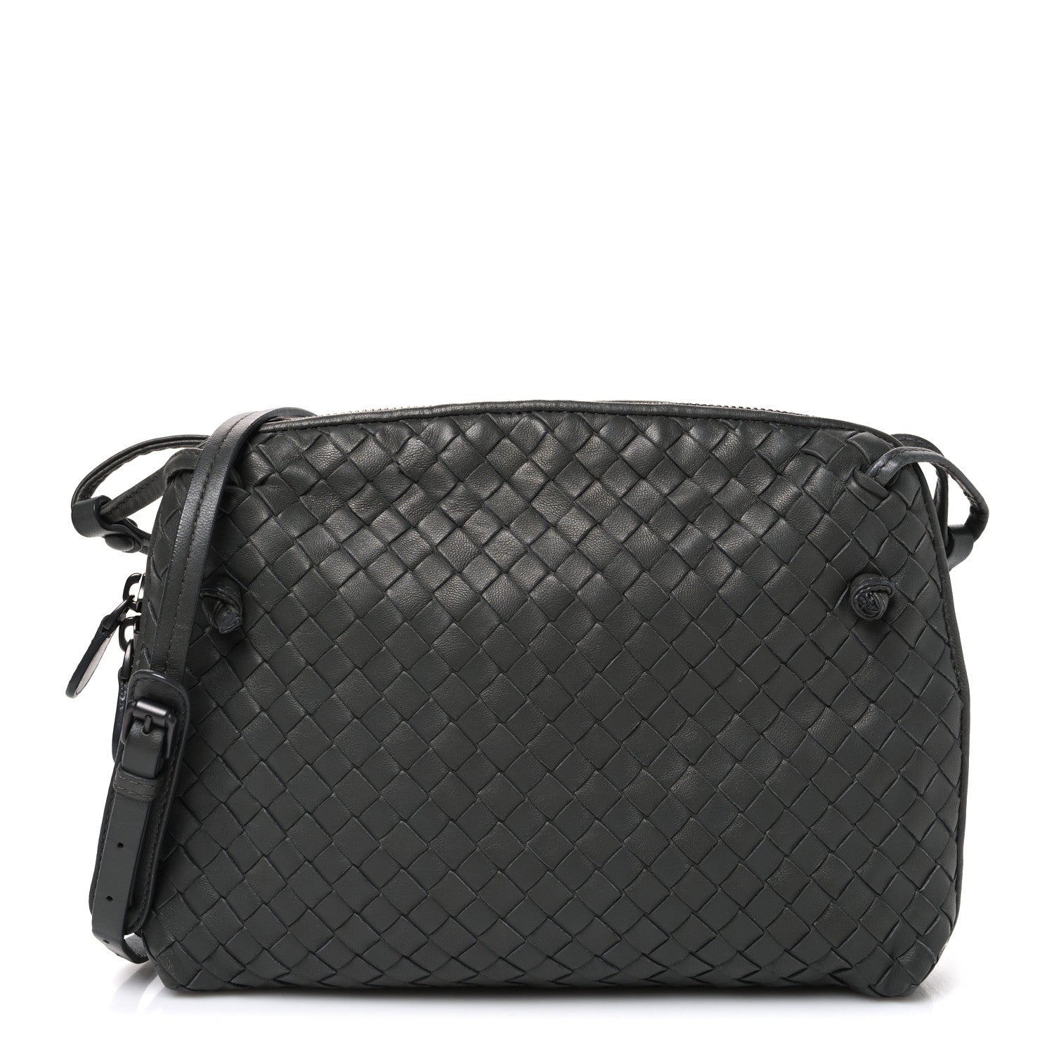 Bottega Veneta Nappa Intrecciato Nodini Crossbody Messenger New Light Grey