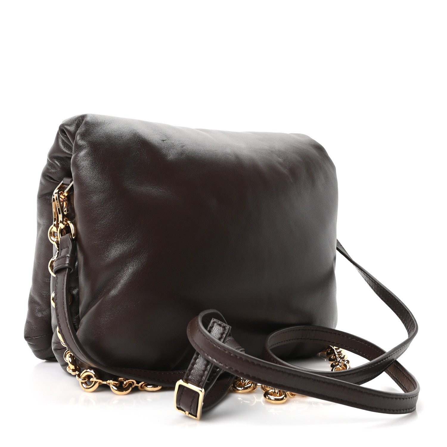 Loewe Lambskin Goya Puffer Bag Dark Chocolate