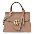 Gucci Calfskin Mini Pearly GG Marmont Top Handle Bag Porcelain Rose