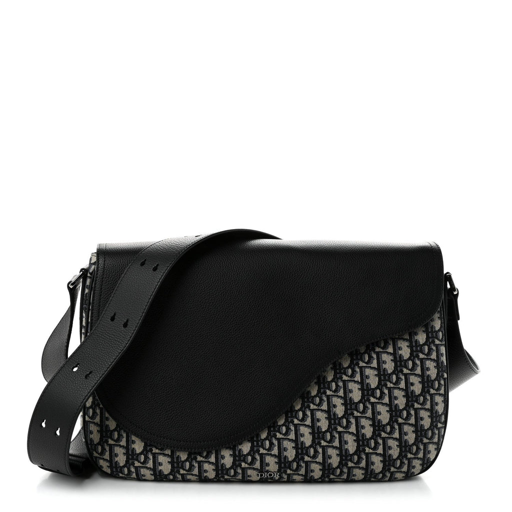 Dior Grained Calfskin Oblique Large Saddle Messenger Black