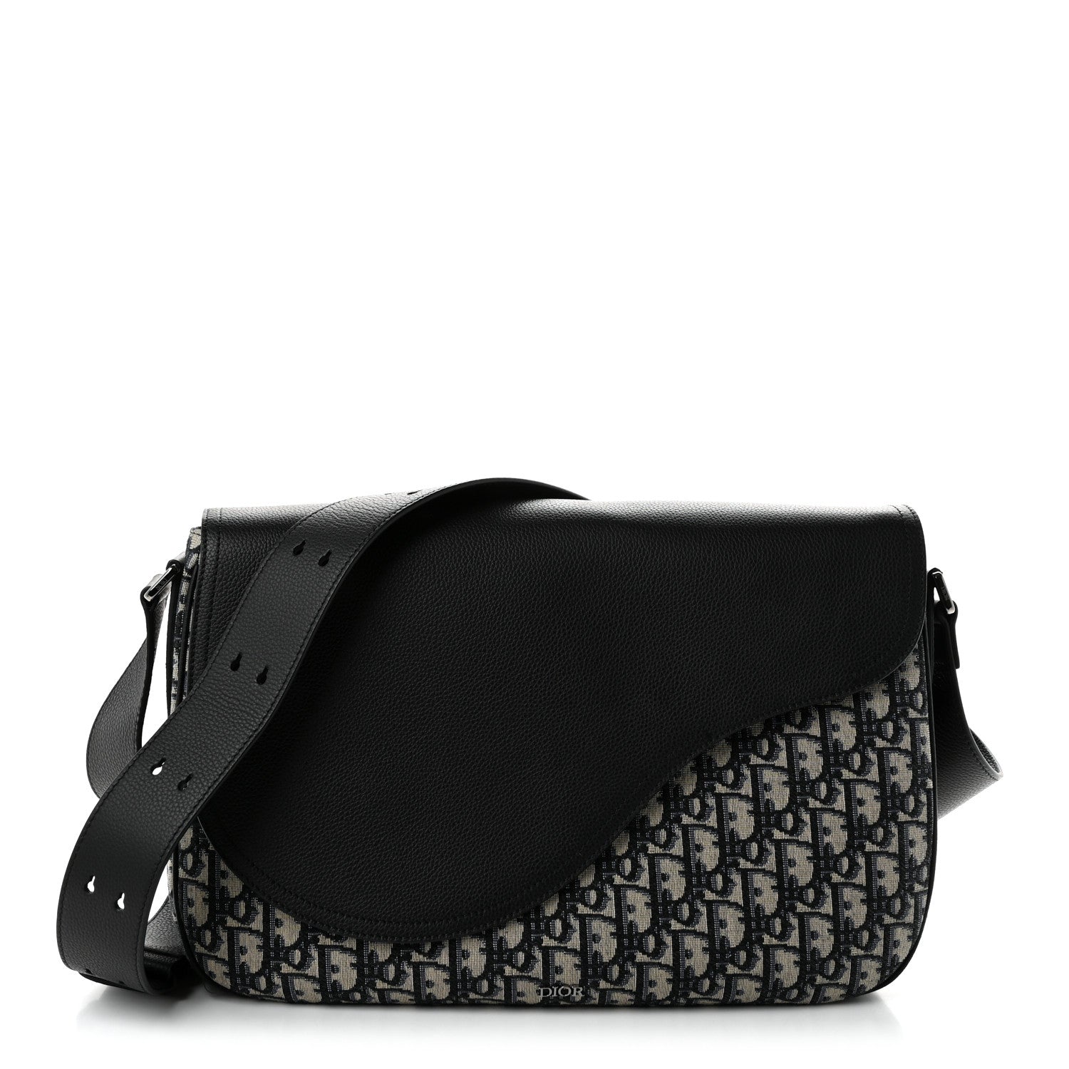 Dior Grained Calfskin Oblique Large Saddle Messenger Black