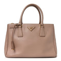 Prada Saffiano Small Galleria Double Zip Tote Cammeo