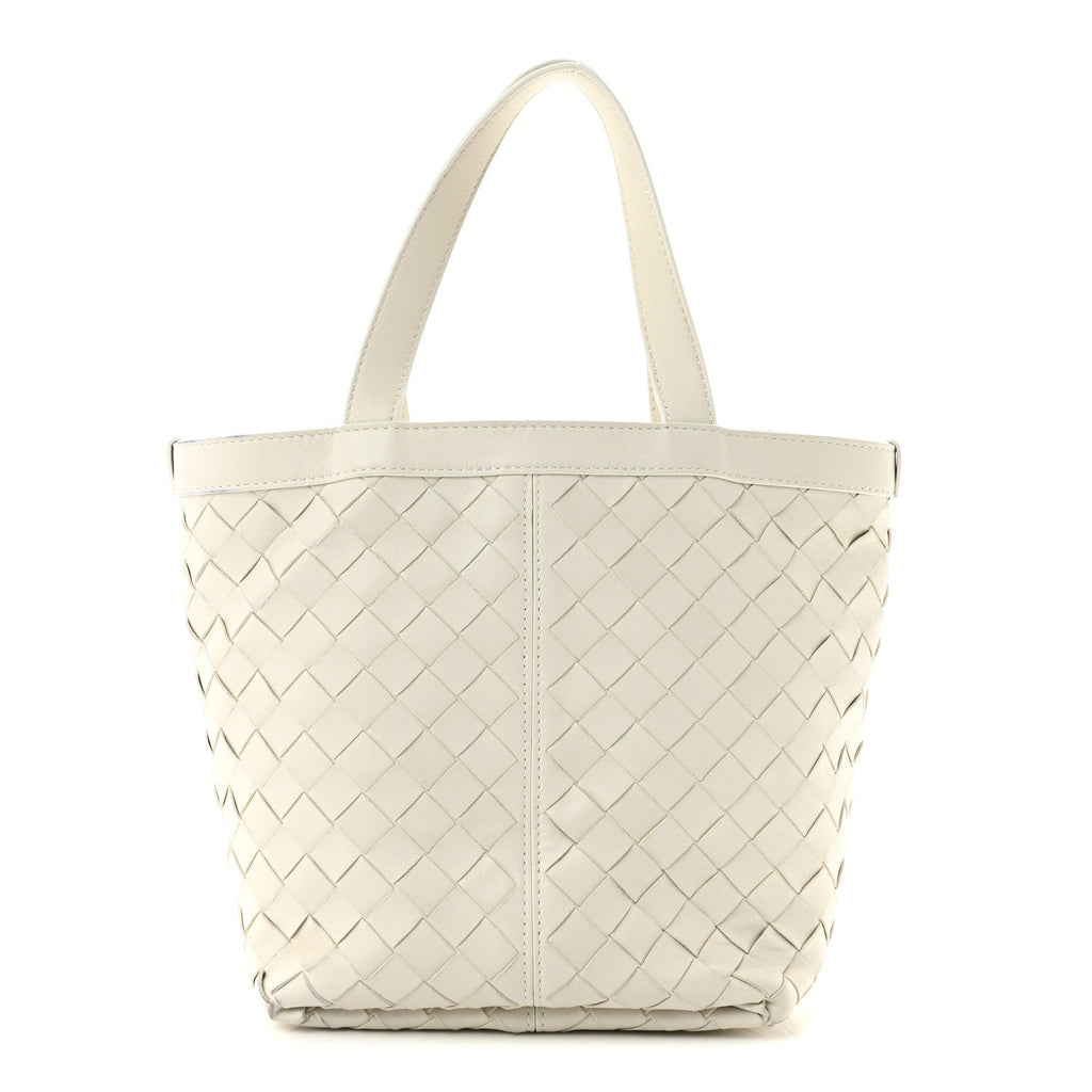 Bottega Veneta Nappa Intrecciato Small Flip Flap Tote Chalk
