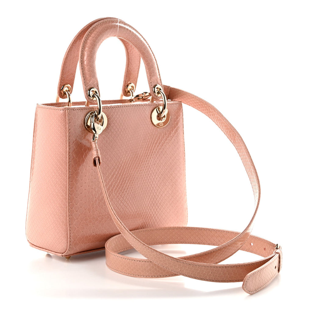 Dior Snakeskin Small Lady Dior Pink