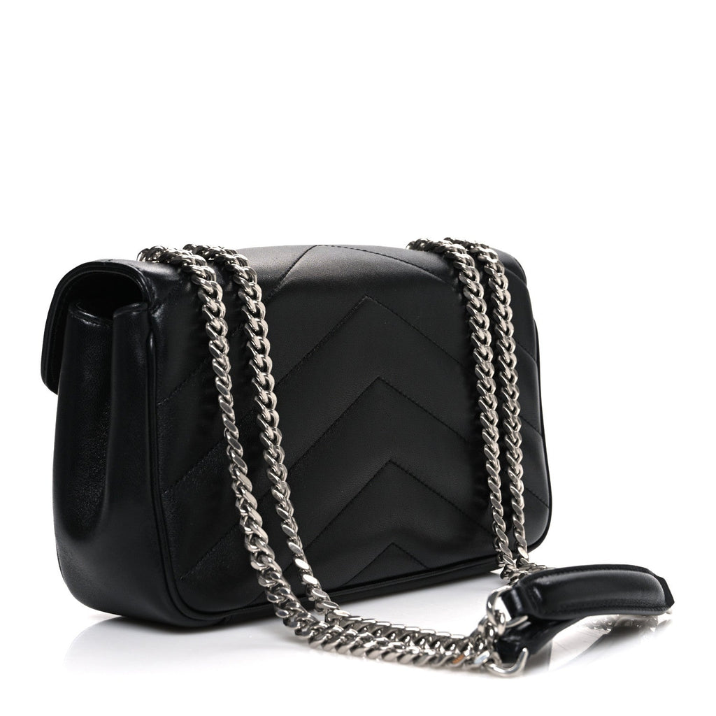Saint Laurent Lambskin Chevron Quilted Small LouLou Black