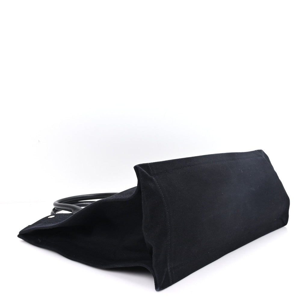 Saint Laurent Linen Calfskin Rive Gauche North South Tote Black