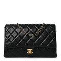 Chanel Lambskin Quilted Clutch with Chain Flap Black