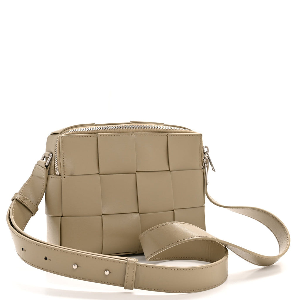 Bottega Veneta Lambskin Maxi Intrecciato Cassette Camera Bag Travertine