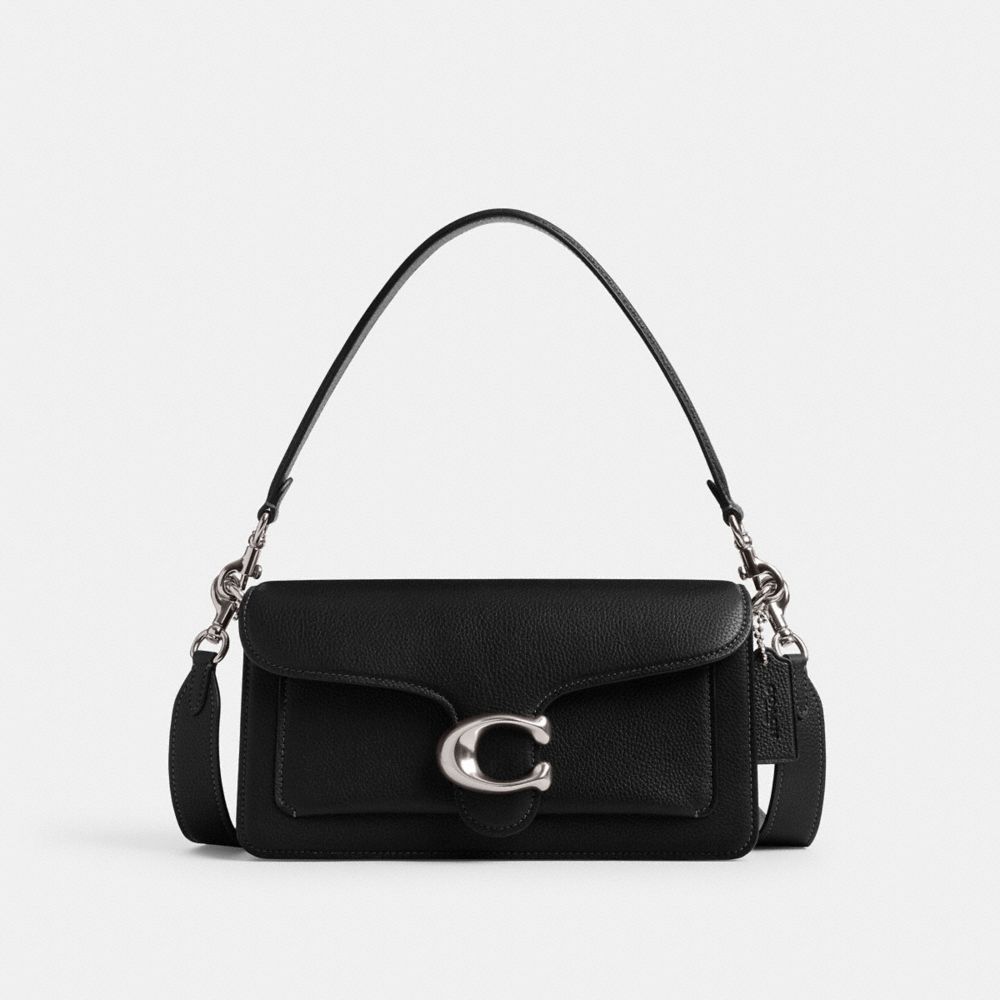 Coach Tabby Shoulder Bag 26 black pebble leather front view