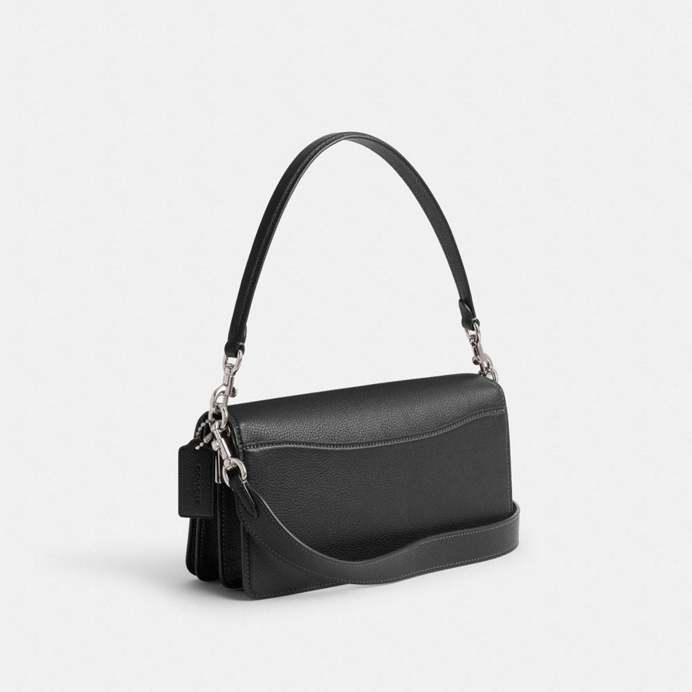 Coach Tabby Shoulder Bag 26 black pebble leather three-quarter view