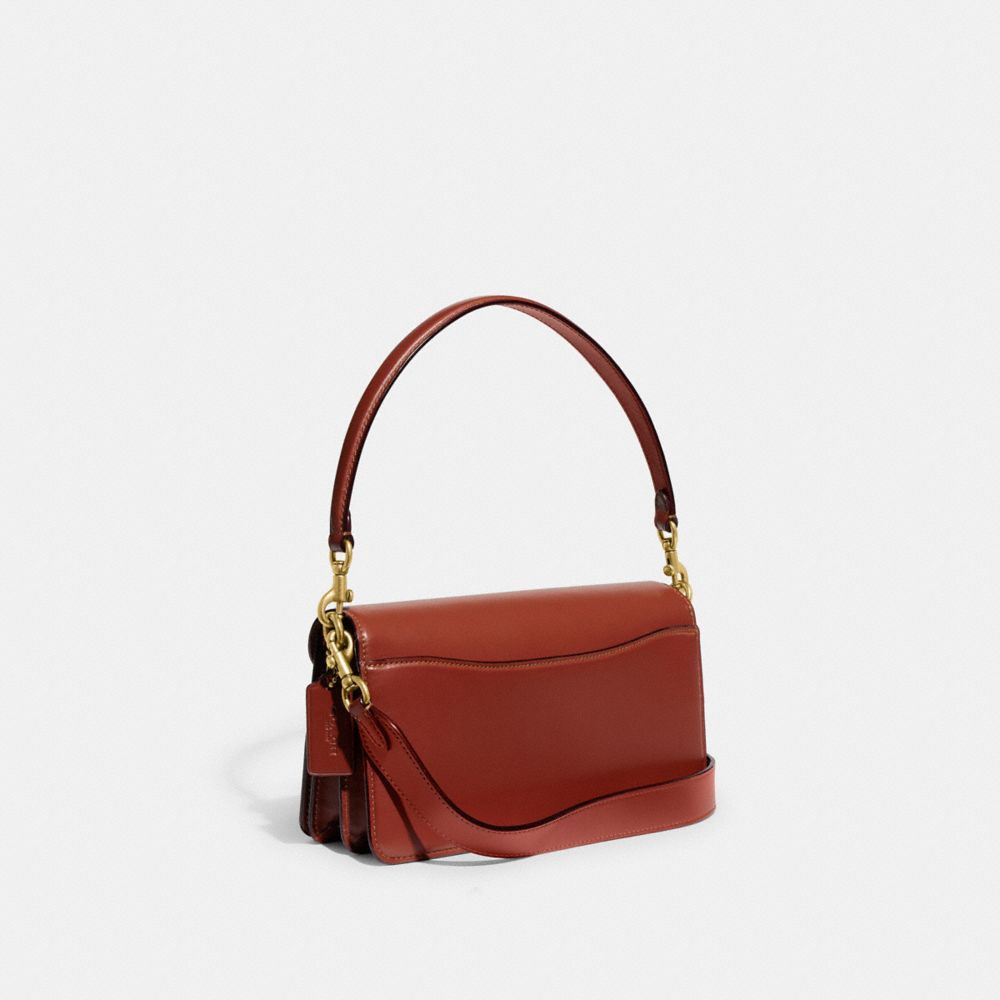 Coach Tabby Shoulder Bag 26 khaki signature canvas rust three-quarter view