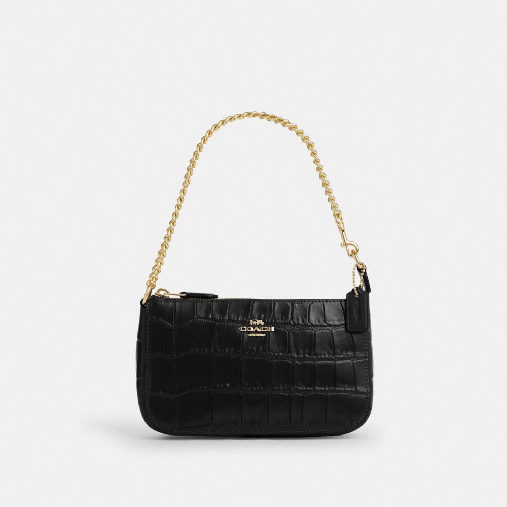 Coach Nolita 19 black croc-embossed front view