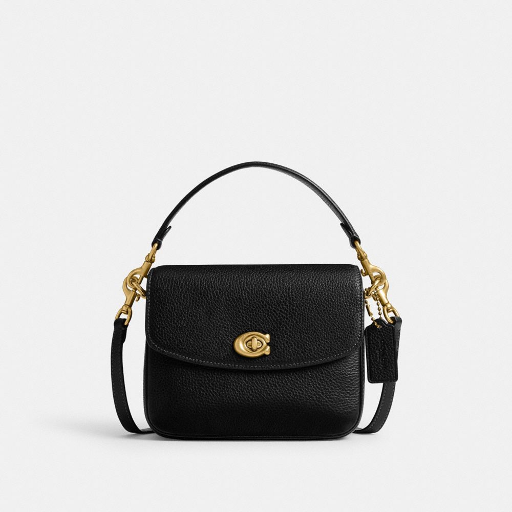 Coach Cassie Crossbody 19 black pebble leather front view