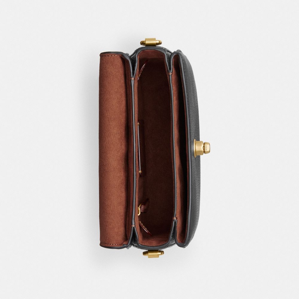 Coach Cassie Crossbody 19 black pebble leather interior view