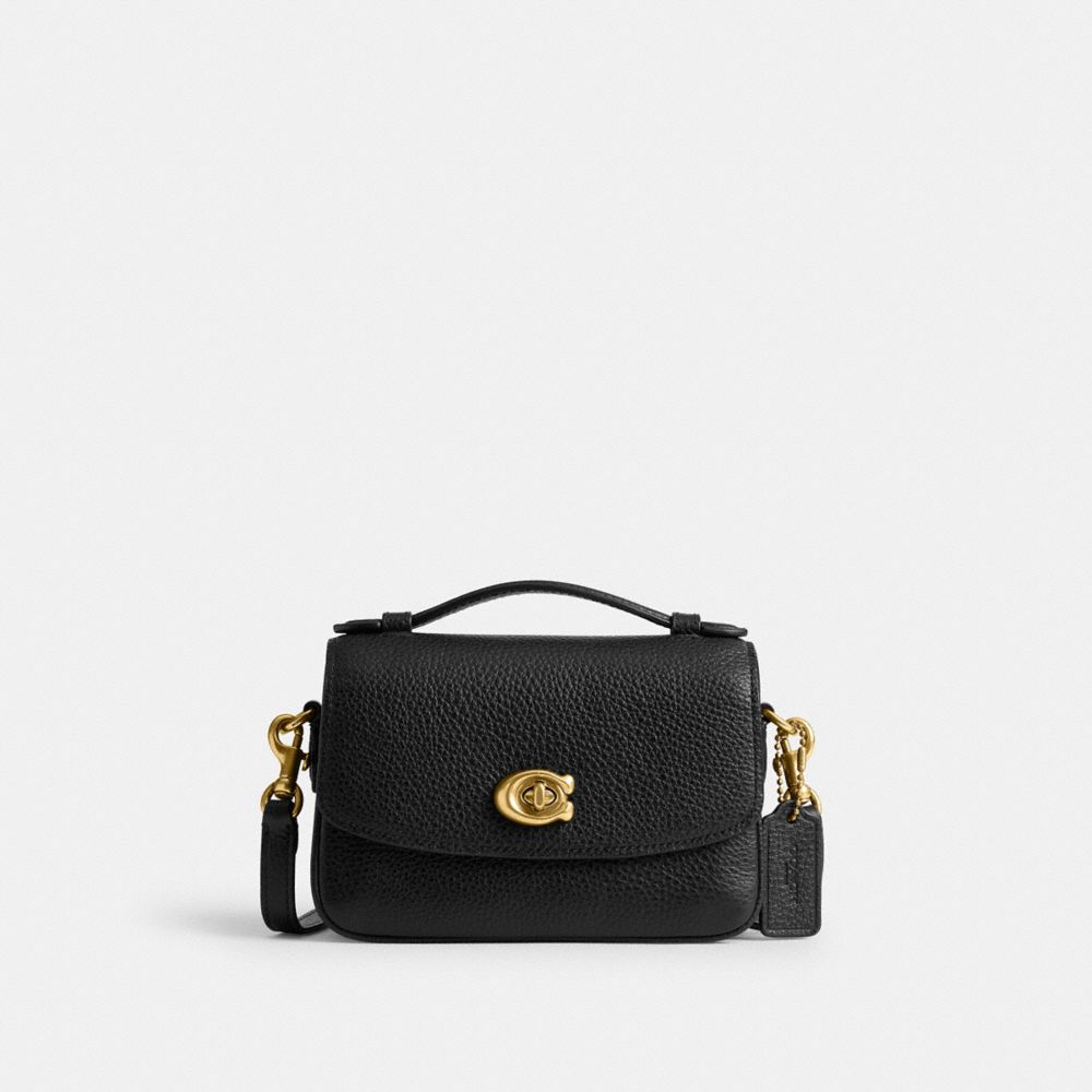 Coach Cassie Crossbody 17 black pebble leather front view