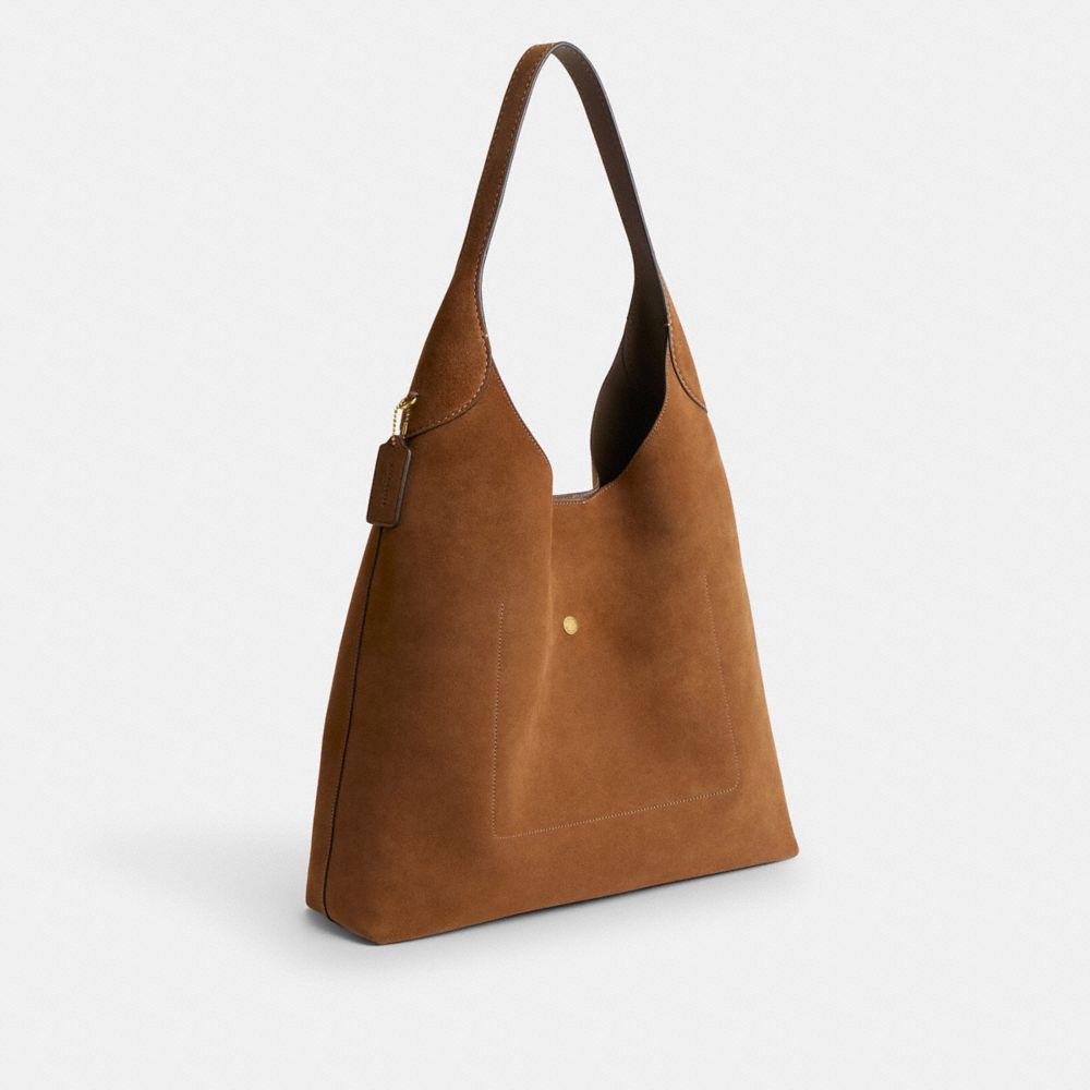 Coach Brooklyn Shoulder Bag 39 chestnut suede three-quarter view