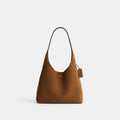 Coach Brooklyn Shoulder Bag 28 chestnut suede front view