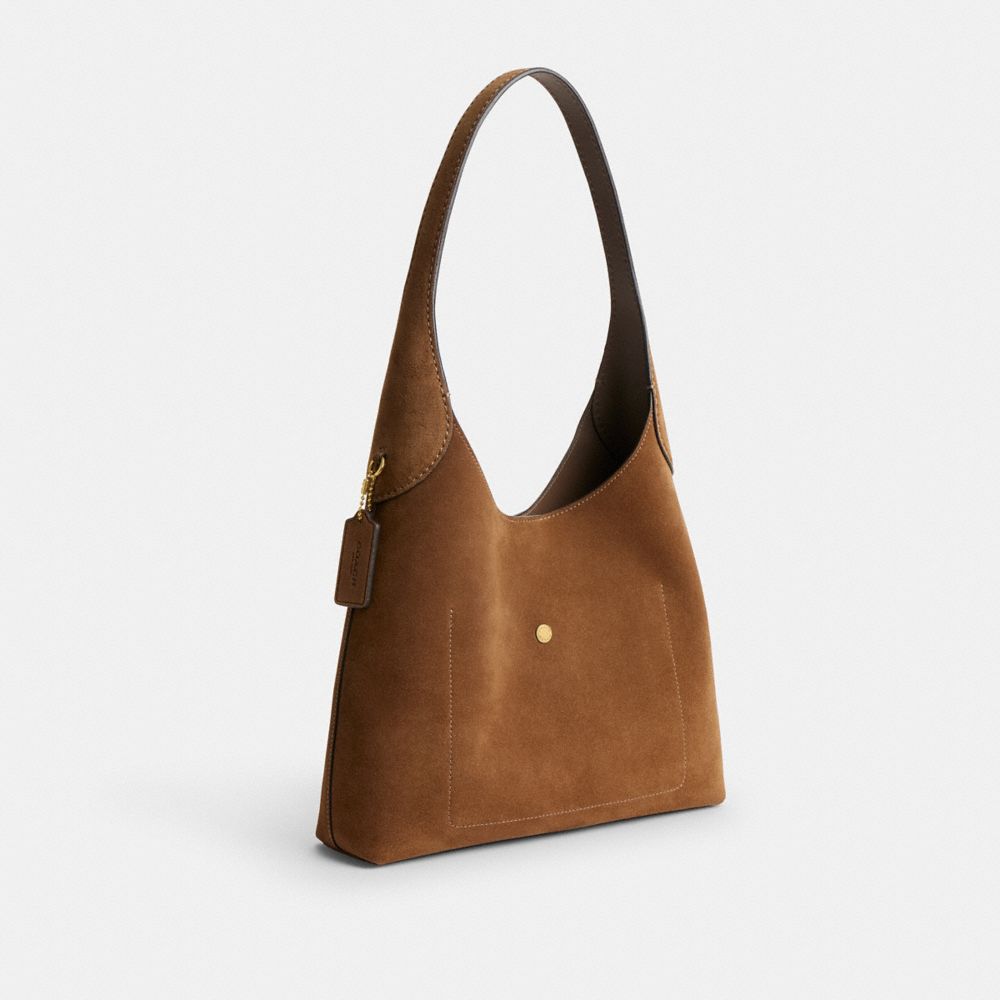 Coach Brooklyn Shoulder Bag 28 chestnut suede three-quarter view