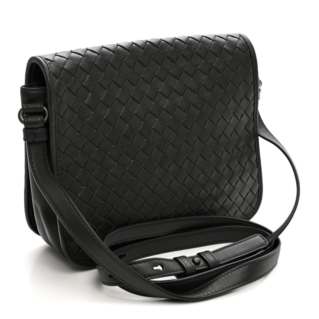 Bottega Veneta Nappa Intrecciato Crossbody Messenger Flap Black