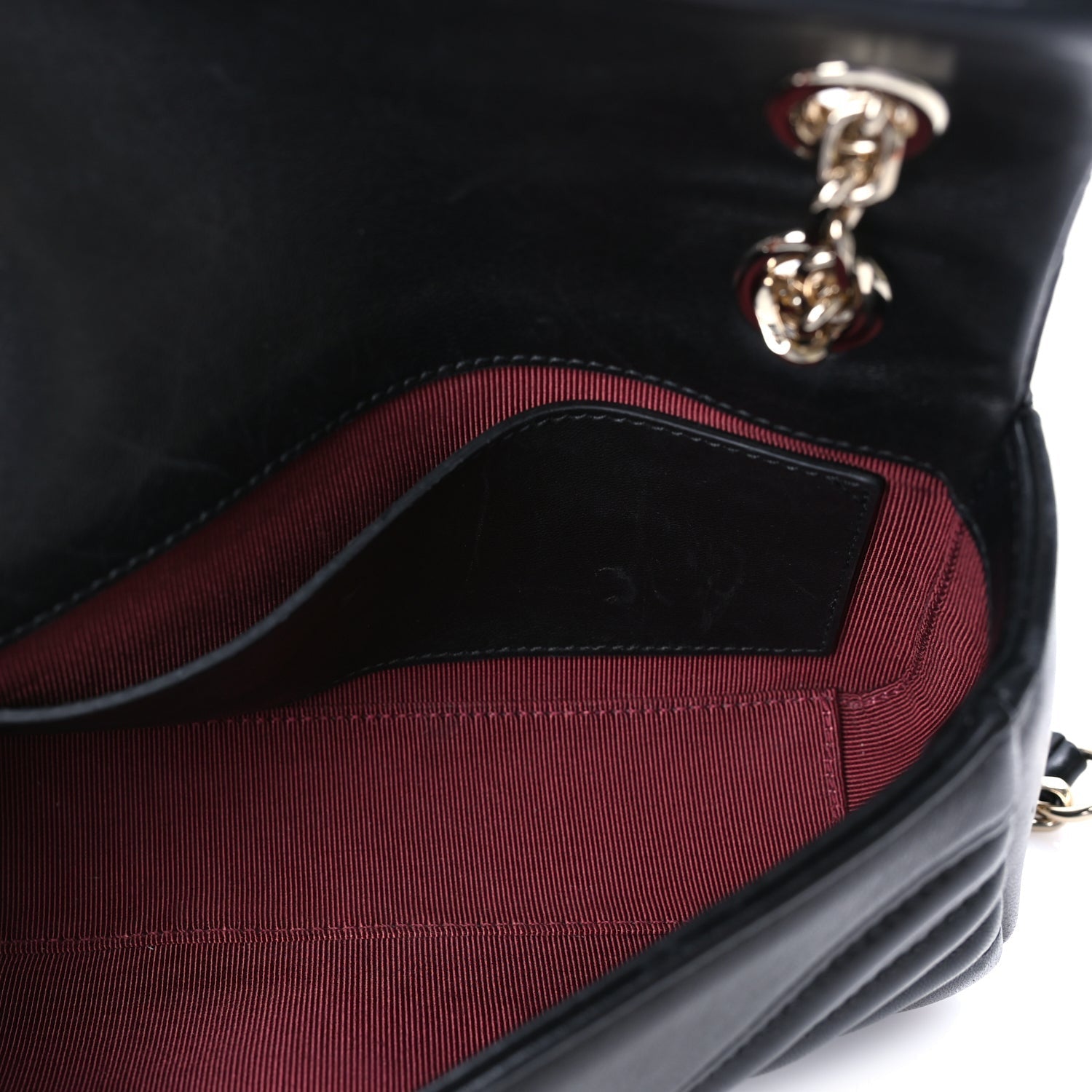 Gucci Lambskin Matelasse Small GG Marmont Shoulder Bag Black