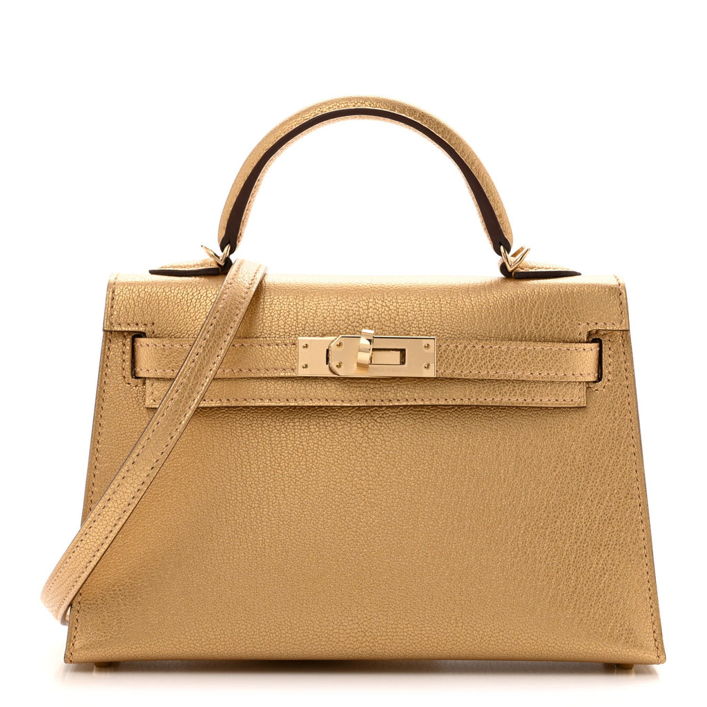 Hermès Metallic Chevre Chamkilight Mini Kelly Sellier 20 – Doré