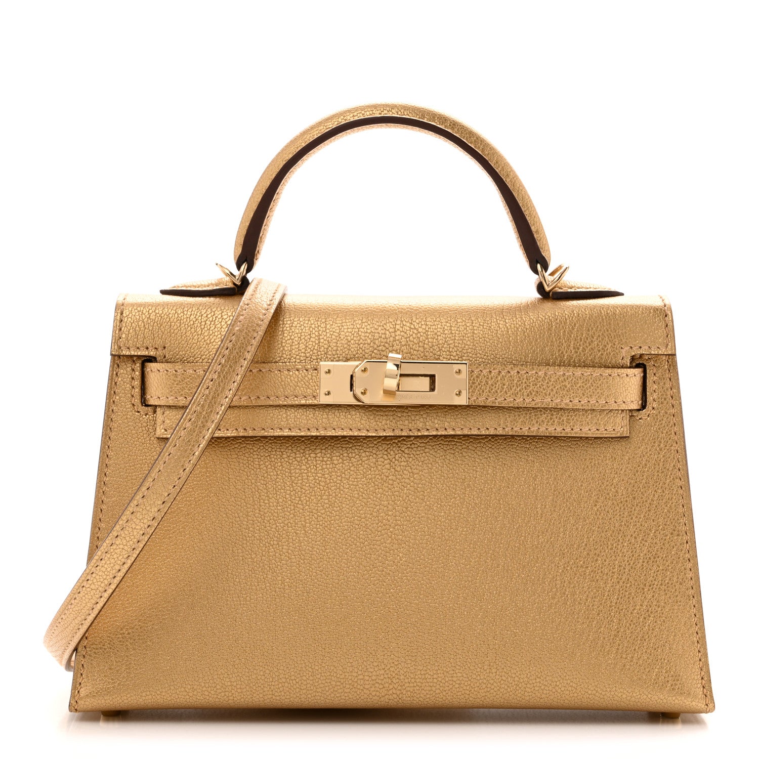 Hermès Metallic Chevre Chamkilight Mini Kelly Sellier 20 – Doré