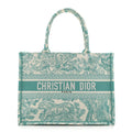 Dior Canvas Embroidered Medium Dioriviera Toile De Jouy Book Tote Aquamarina