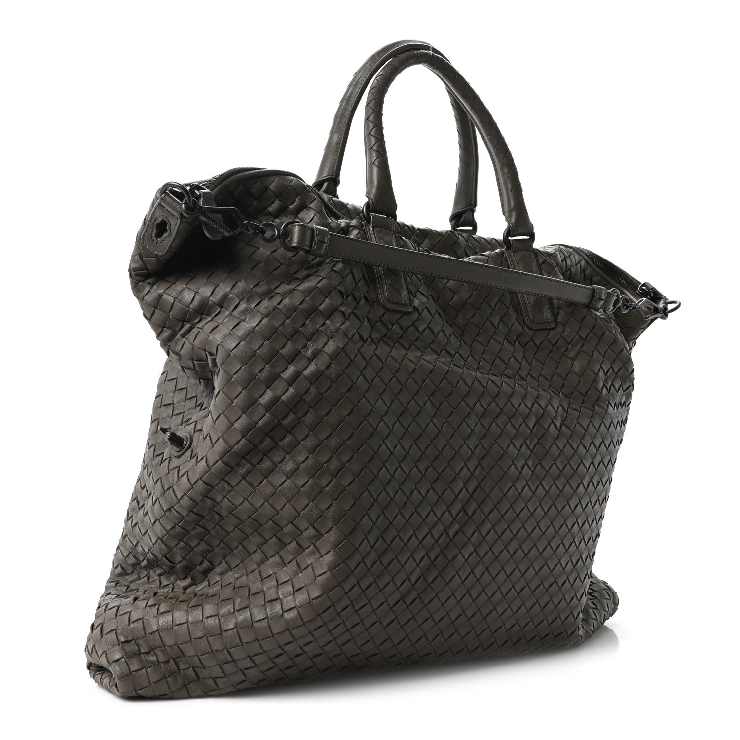 Bottega Veneta Nappa Intrecciato Maxi Convertible Tote Grey