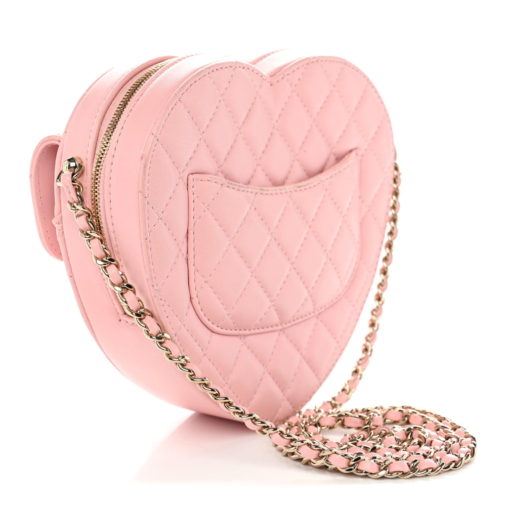 Chanel Lambskin Quilted Large CC In Love Heart Bag Light Pink