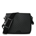 Gucci GG Supreme Monogram Flap Messenger Bag Black Grey