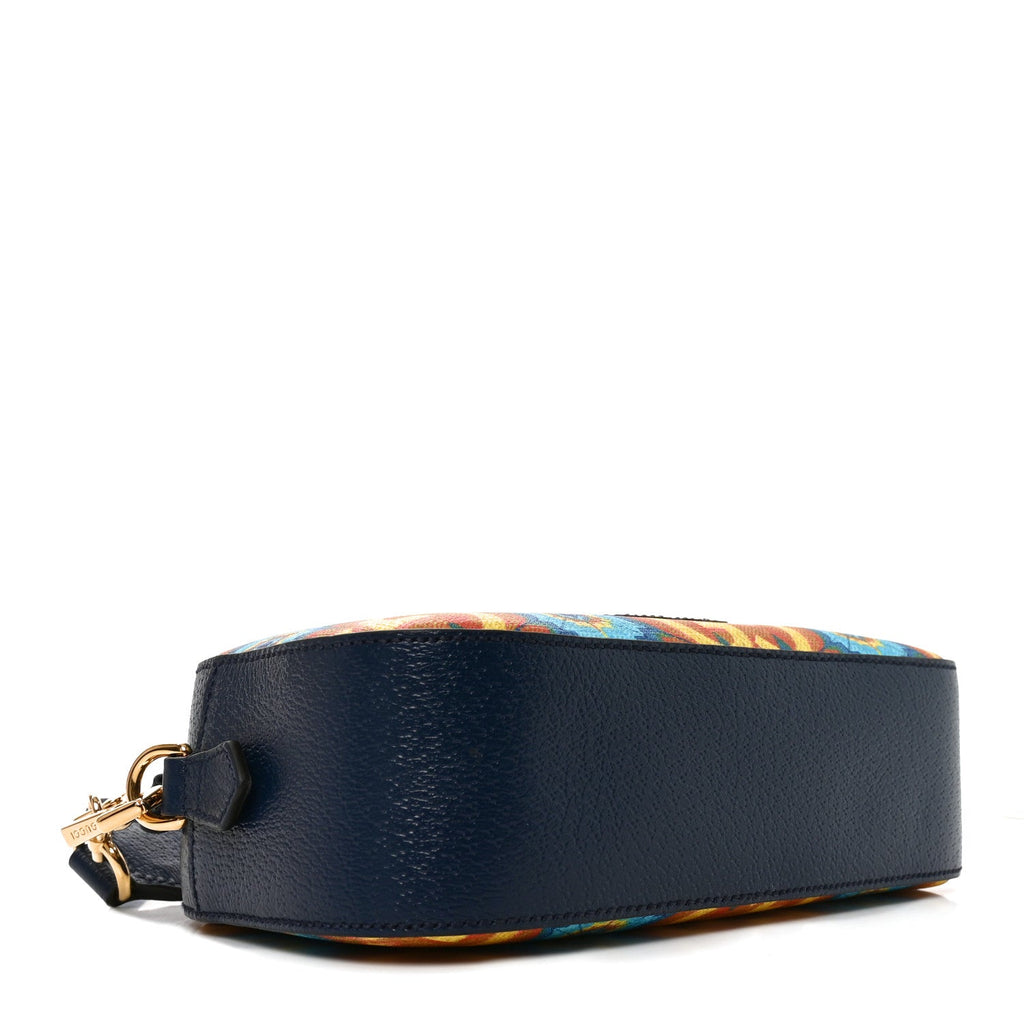 Gucci GG Supreme Kaleidoscope Calfskin Script Logo Gucci 100 Camera Bag Blue Orange Multicolor Blue Agata
