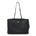Chanel Calfskin Quilted Large CC Shopping Tote Dark Purple