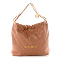 Chanel Shiny Calfskin Quilted Chanel 22 Camel
