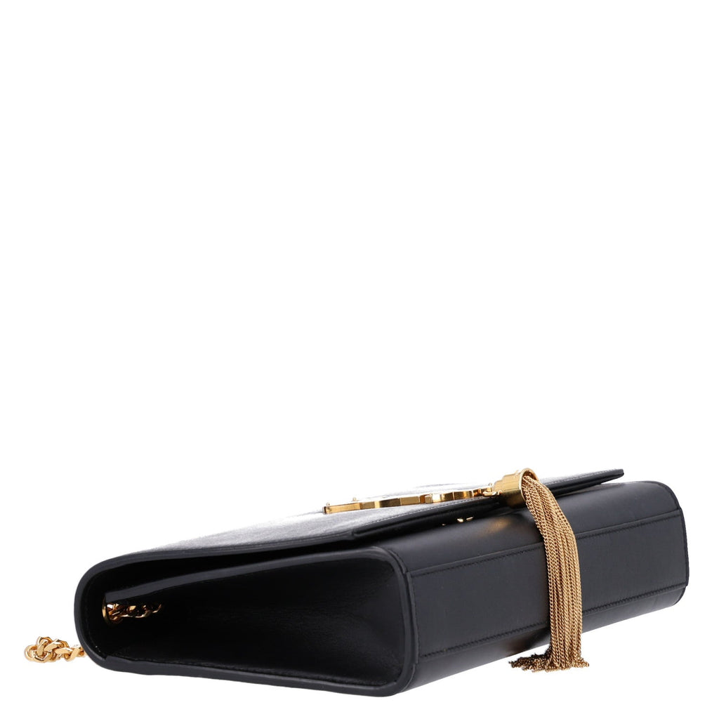 Saint Laurent Smooth Calfskin Medium Classic Monogram Kate Tassel Satchel Black