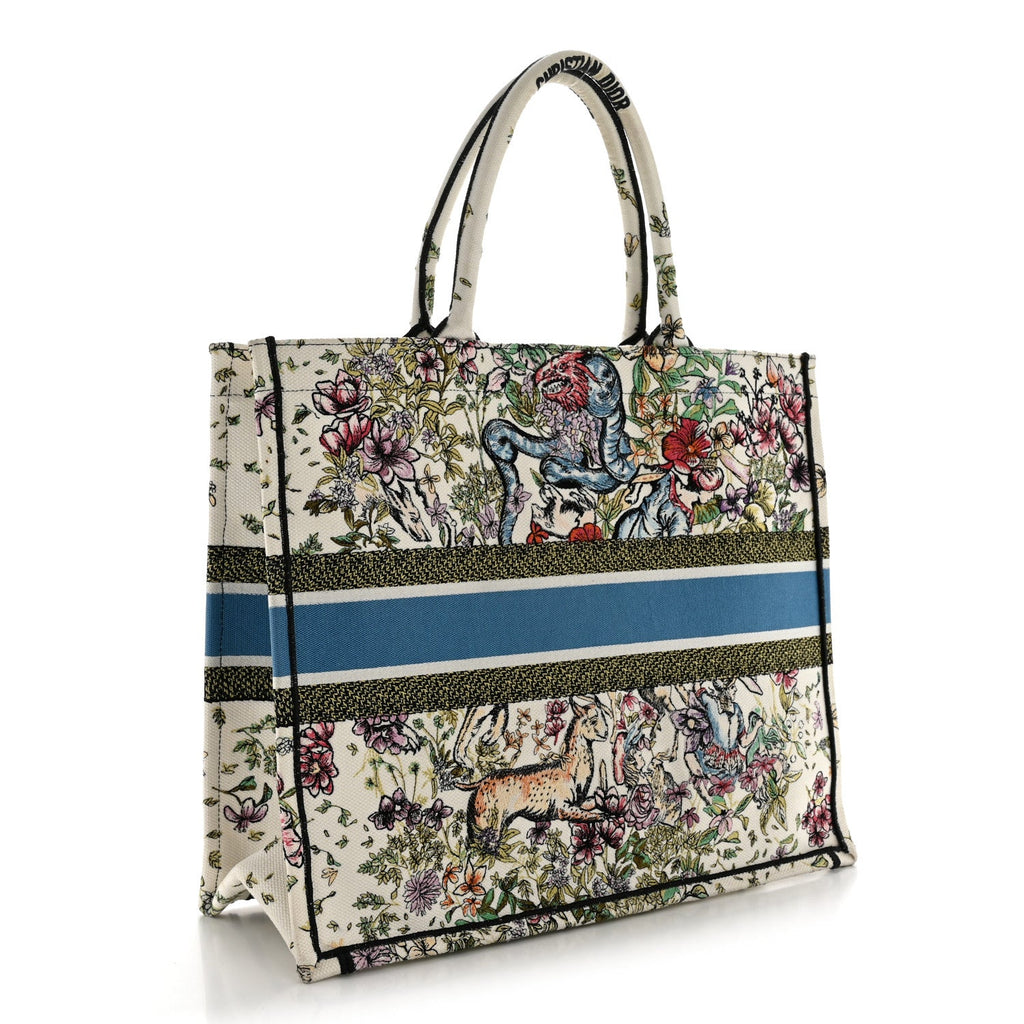 Dior Canvas Embroidered Large D-Constellation Book Tote Latte Multicolor