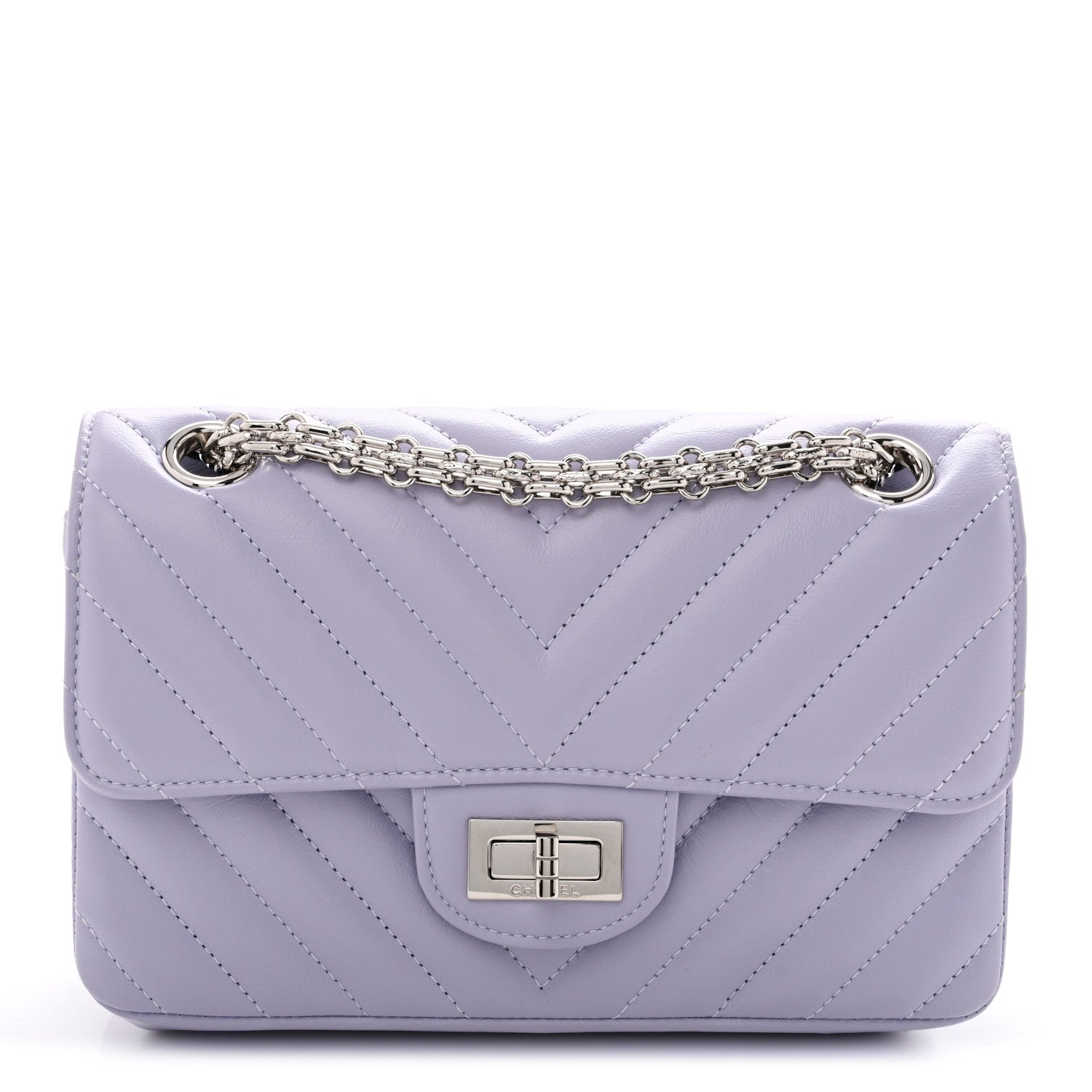 Chanel Aged Calfskin Chevron Quilted 2.55 Reissue Mini Flap Light Purple