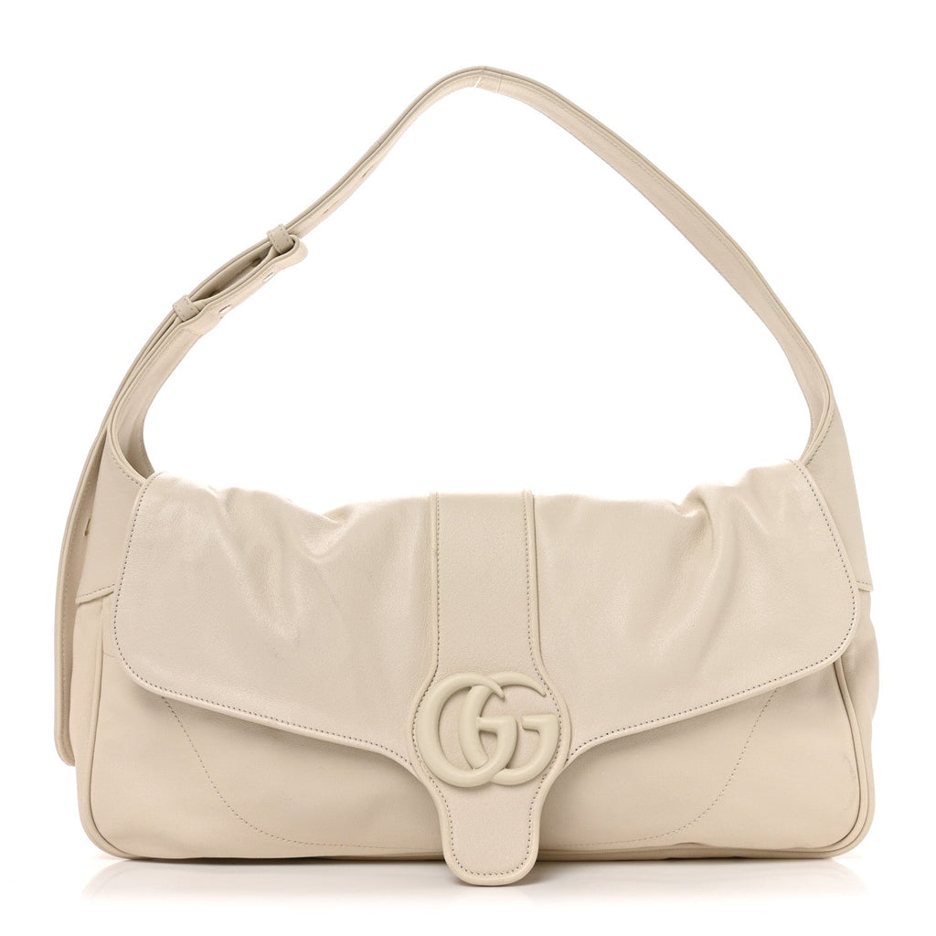Gucci Goatskin Small GG Monochrome Aphrodite Shoulder Bag Mystic White