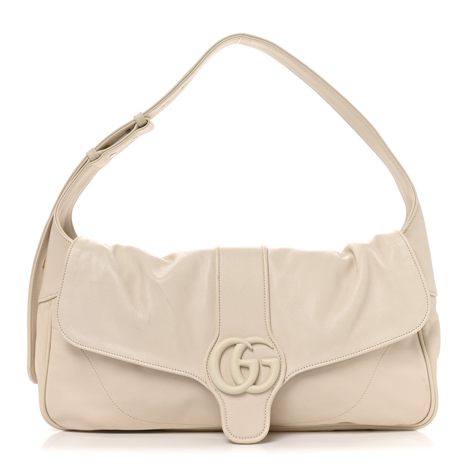 Gucci Goatskin Small GG Monochrome Aphrodite Shoulder Bag Mystic White