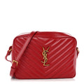 Saint Laurent Calfskin Matelasse Monogram Lou Camera Bag Rouge Eros