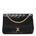 Chanel Lambskin Quilted Medium Double Flap Bijoux Chain Black