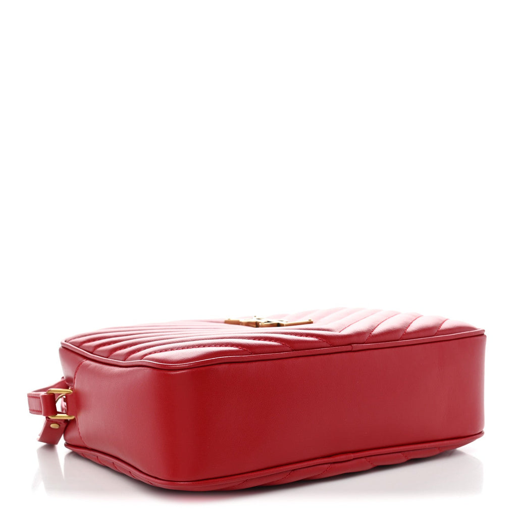 Saint Laurent Calfskin Matelasse Monogram Lou Camera Bag Rouge Eros