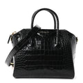 Givenchy Calfskin Crocodile Embossed Small Antigona Black
