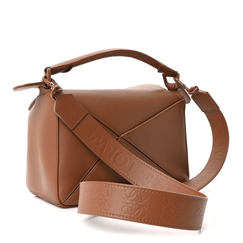 Loewe Satin Calfskin Small Puzzle Bag Pecan