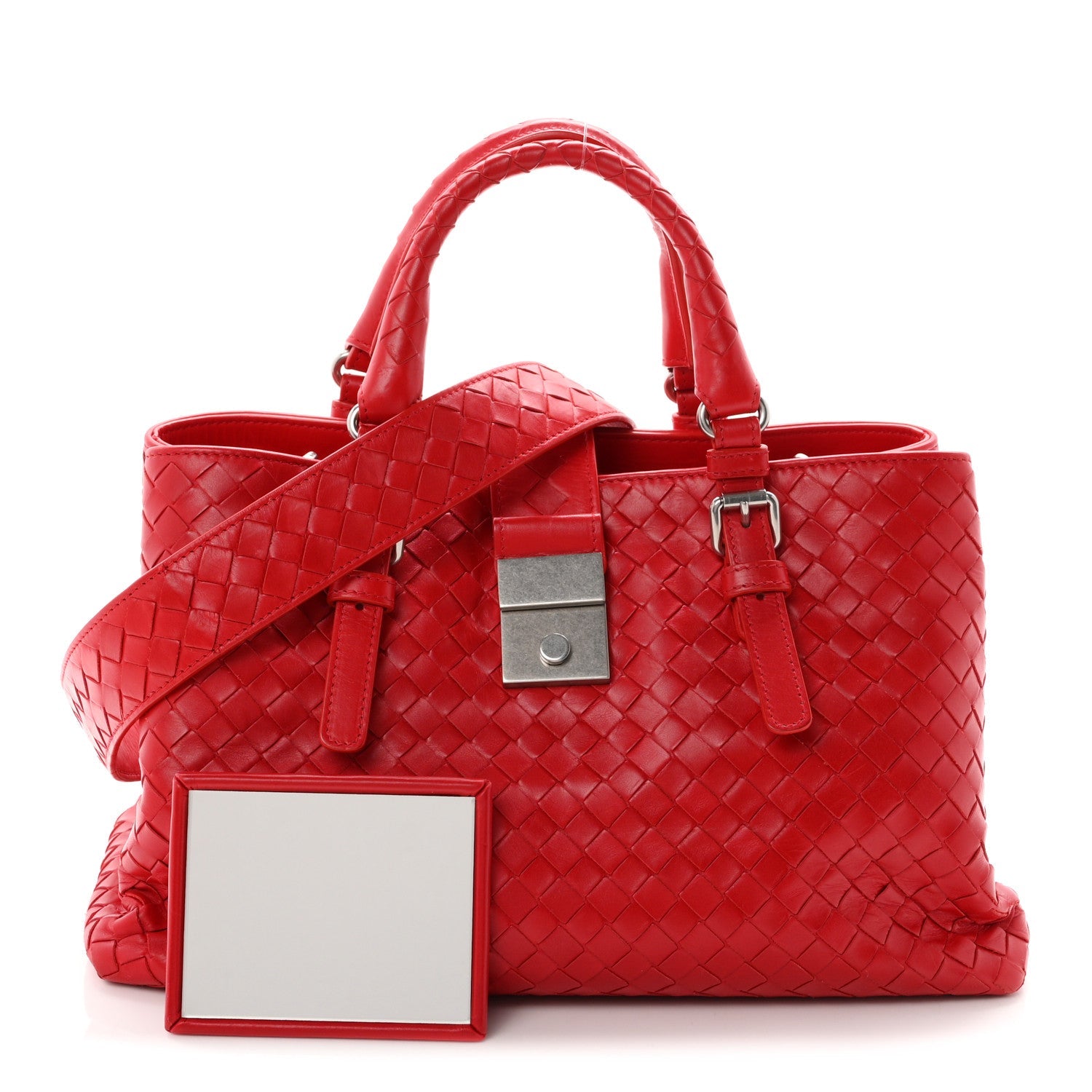 Bottega Veneta Nappa Intrecciato Small Roma Tote Red