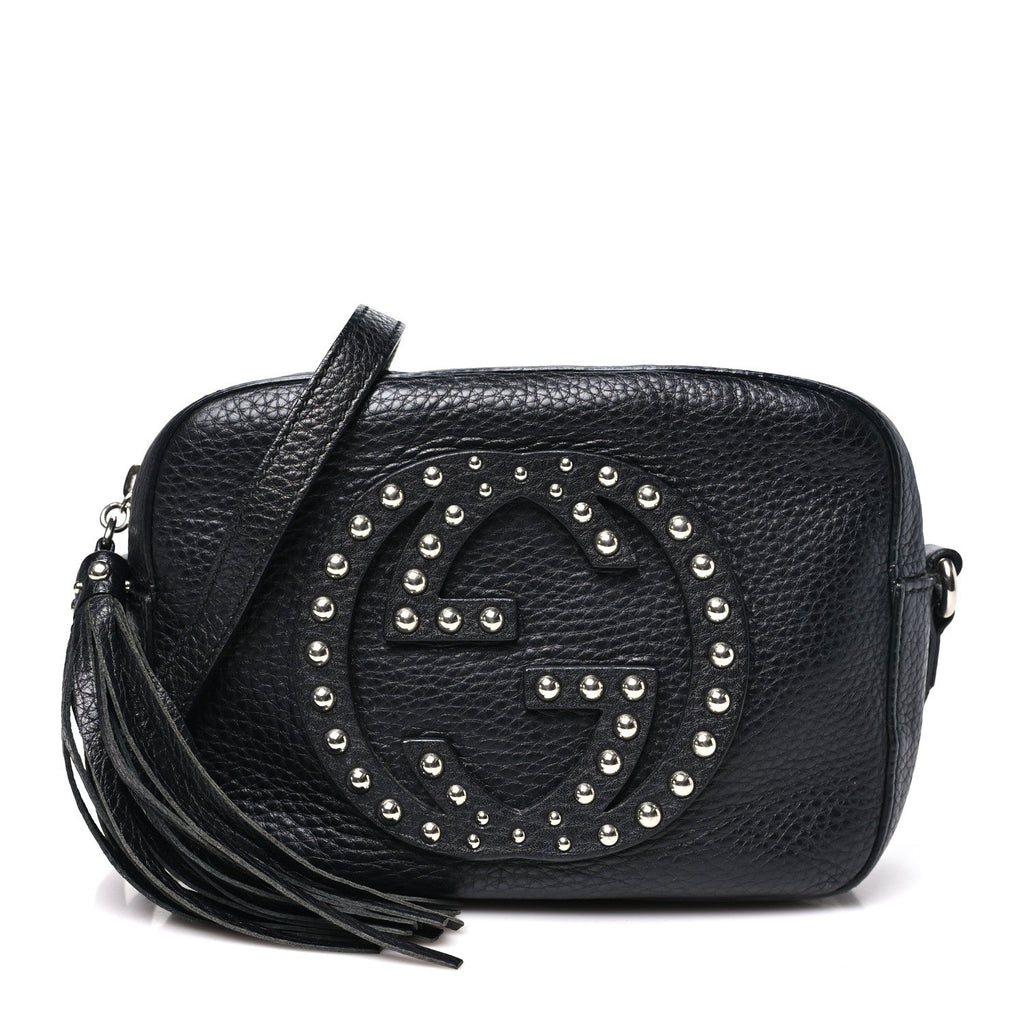 Gucci Pebbled Calfskin Studded Small Soho Disco Bag Black