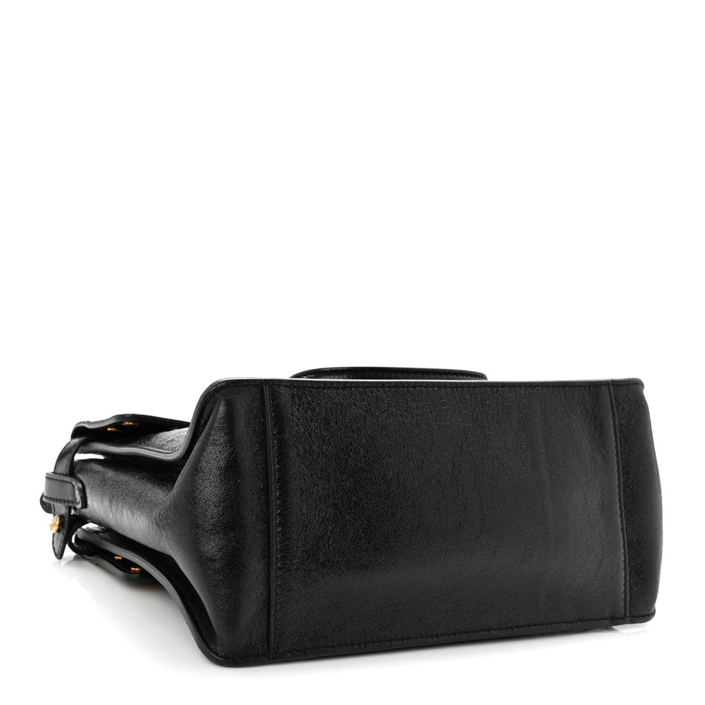 Fendi Agnello Old Shine Vitello Go Rain Small Flip Tote Black Marrone