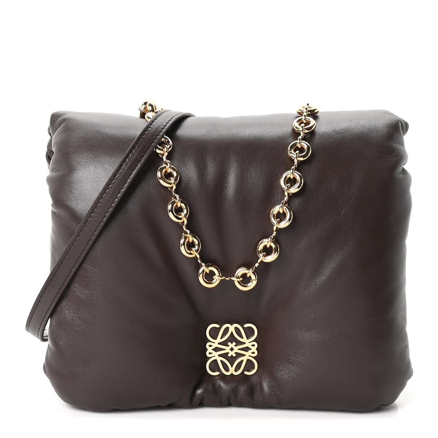 Loewe Lambskin Goya Puffer Bag Dark Chocolate