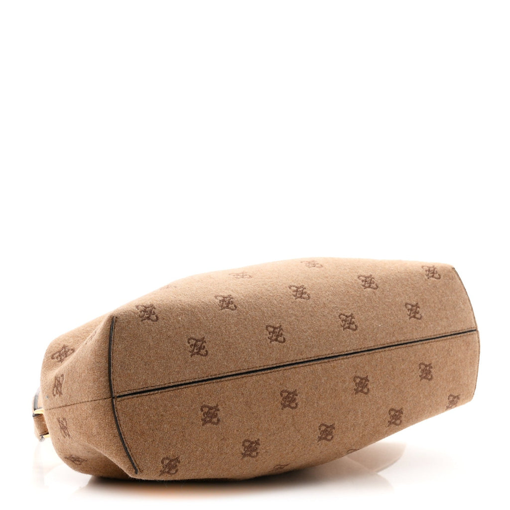 Fendi Flannel Karligraphy Embroidered Medium Fendi First Camel