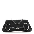 Gucci Monogram Horsebit Chain Clutch Black
