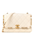 Chanel Lambskin Enamel Strass Quilted Mini Paris Monaco Flap White
